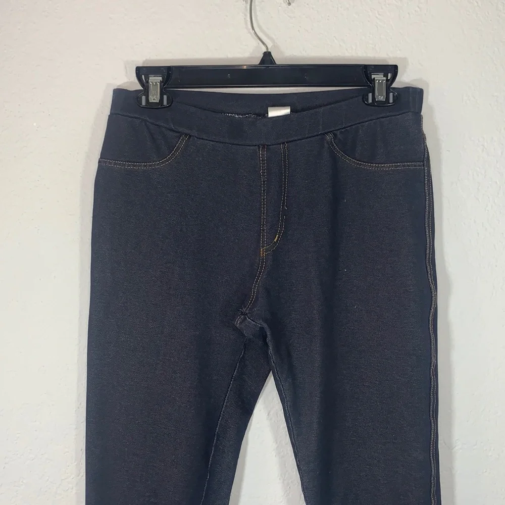 Dark Denim Blue Pull-On Jeggings Stretch Leggings Casual Comfortable Pants